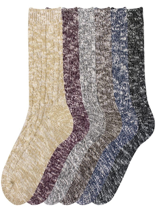 FITEXTREME Women's 6 Pairs Winter Warm Socks - Cotton Rag Soft Thermal Crew Socks - Image 1